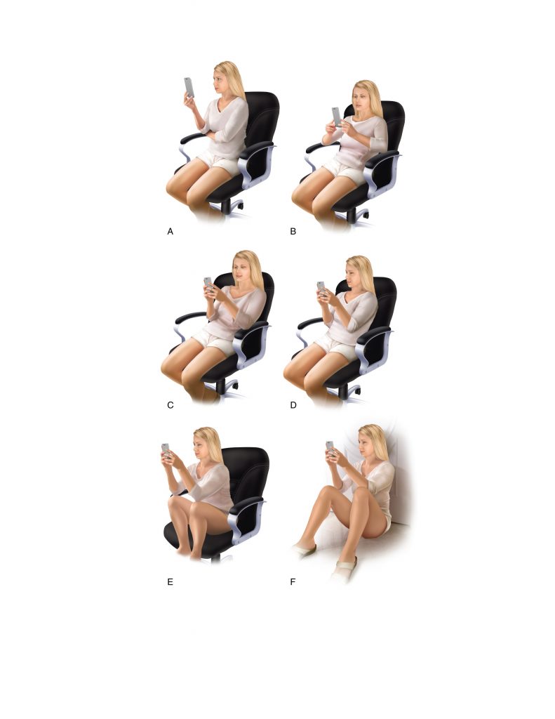  Suggested postures for smart phone use.