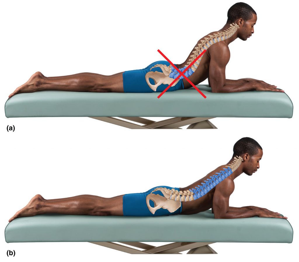 moving the spine into extension