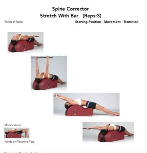 Figure 8. Spine Corrector Stretch With Bar. Permission Simona Cipriani. The Art of Control Pilates Studio, Stamford, CT, USA. 